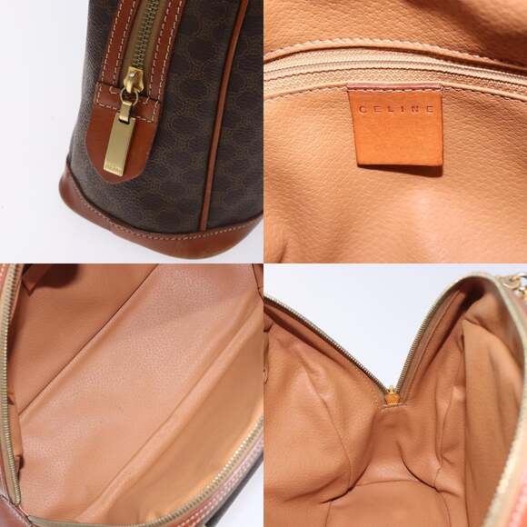 CELINE Macadam Canvas Hand Bag Pvc Leather Brown Gold - Picture 11 of 12
